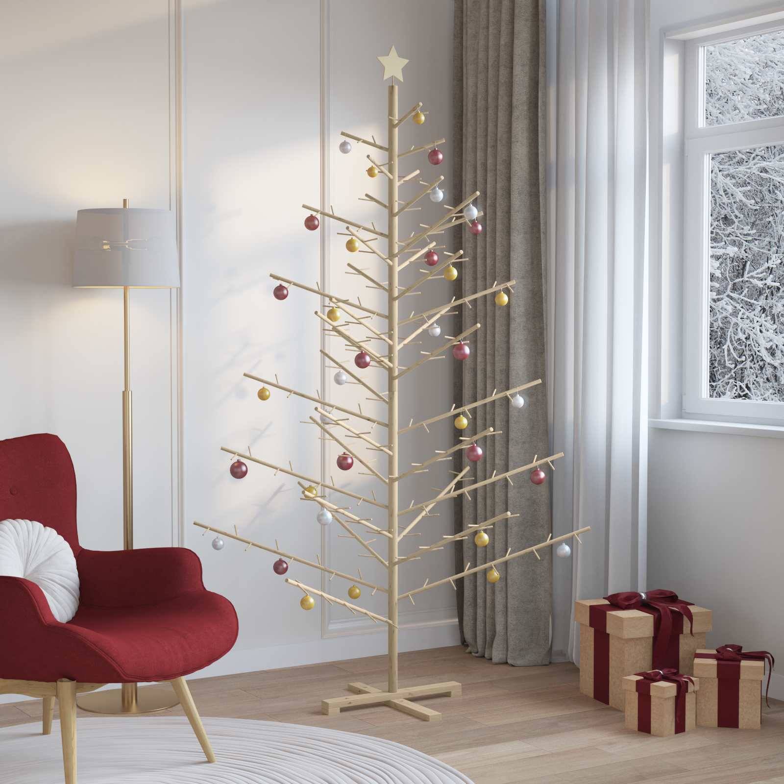 Vidaxl - Arbre de Noël en bois Naturel 210 cm Bois de pin massif vidaXL 42018058 - Image 5