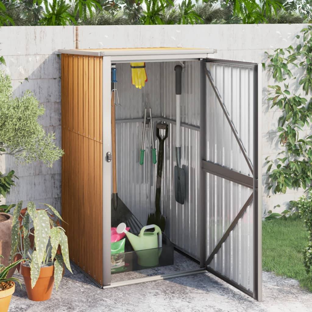 Maison Chic - Abri à outils 0.78m² - Cabane à outils - Abri de jardin marron 88x89x161 cm acier galvanisé MAISON CHIC - Image 2