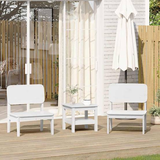 Lot de 2 Chaises de jardin - Chaises d'extérieur - Fauteuils de jardin blanc 60x52,5x72 cm bois massif pin - Image 2