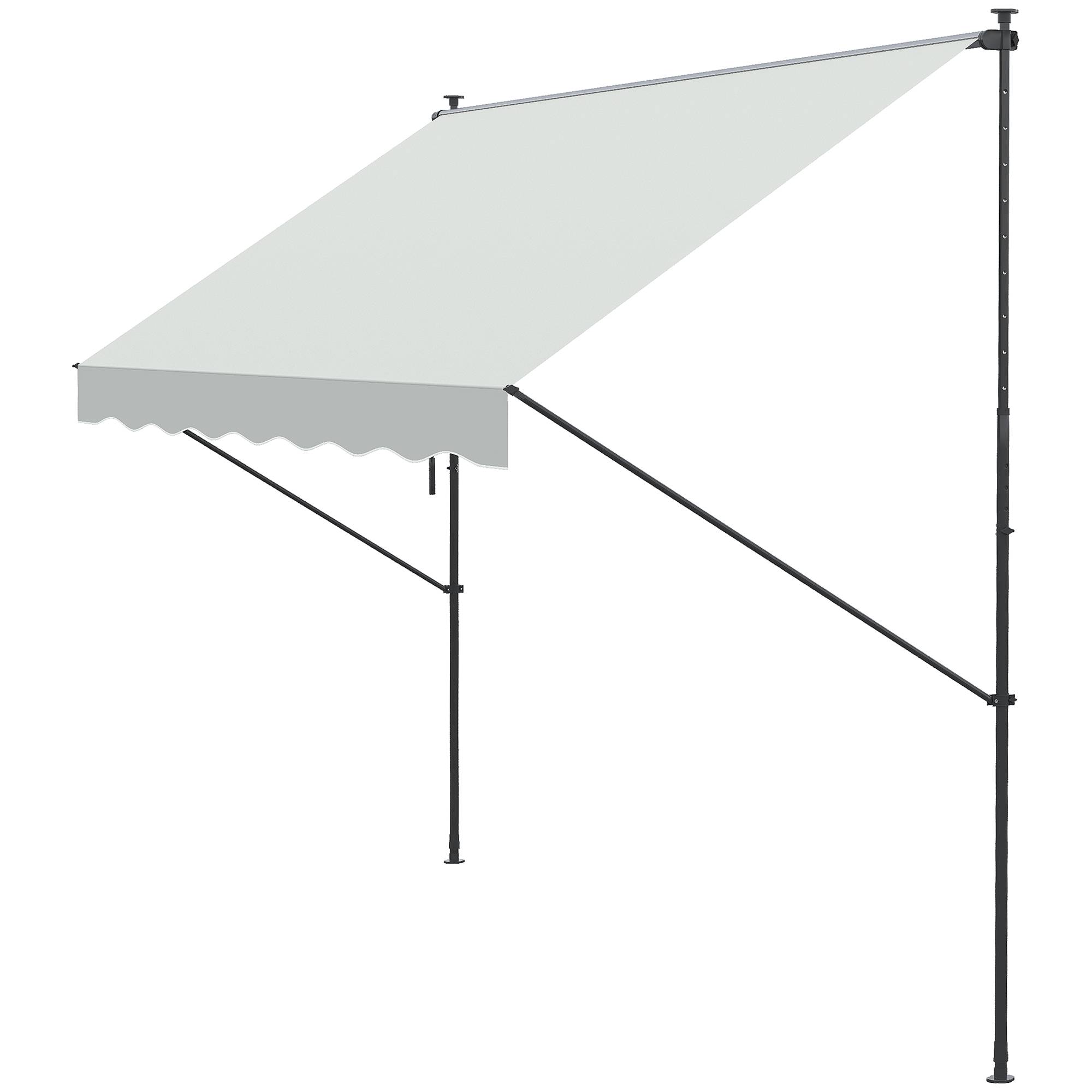 Store Banne Rétractable Manuel 300 x 175 cm, Hauteur Réglable 210–310 cm, Protection UV40+, Balcon et Terrasse, Crème - Image 2