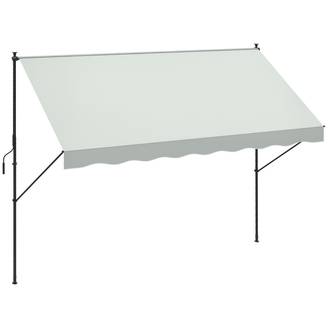 Store Banne Rétractable Manuel 300 x 175 cm, Hauteur Réglable 210–310 cm, Protection UV40+, Balcon et Terrasse, Crème