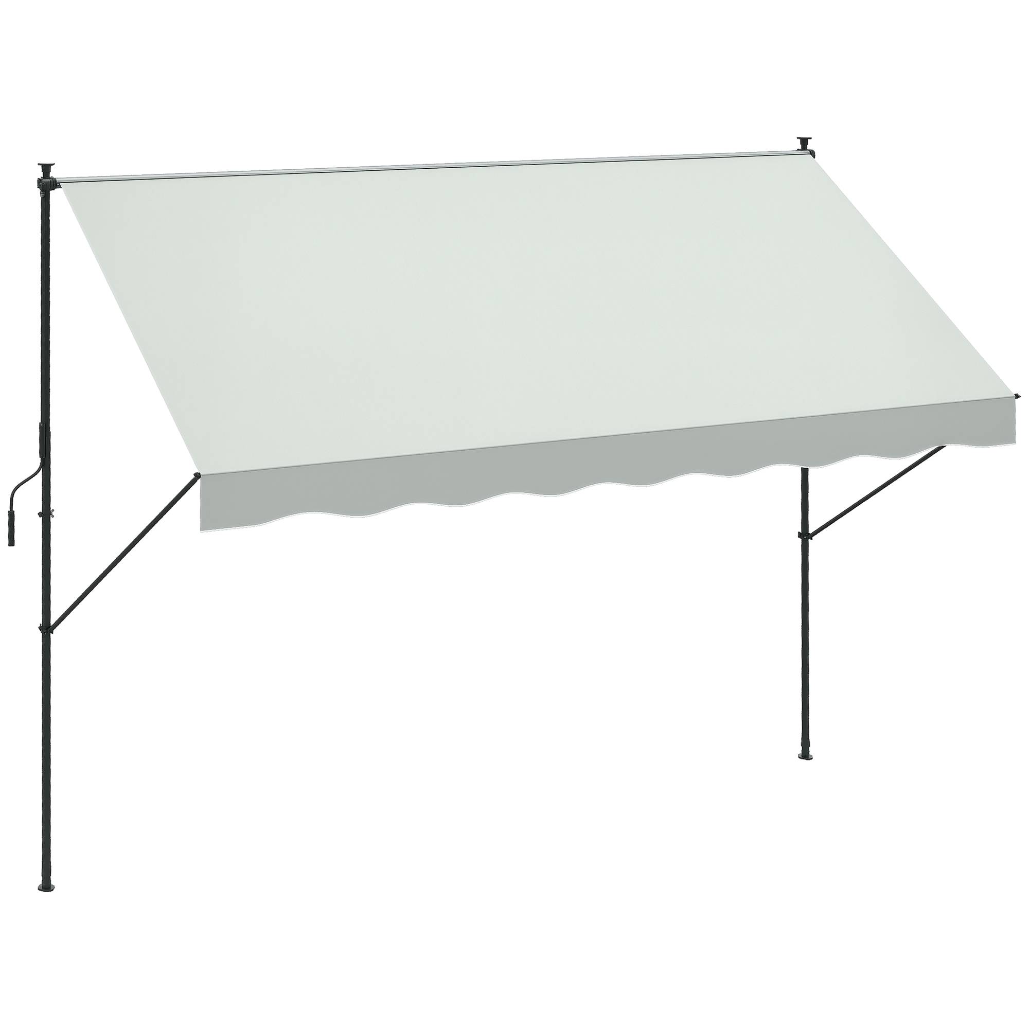 Store Banne Rétractable Manuel 300 x 175 cm, Hauteur Réglable 210–310 cm, Protection UV40+, Balcon et Terrasse, Crème