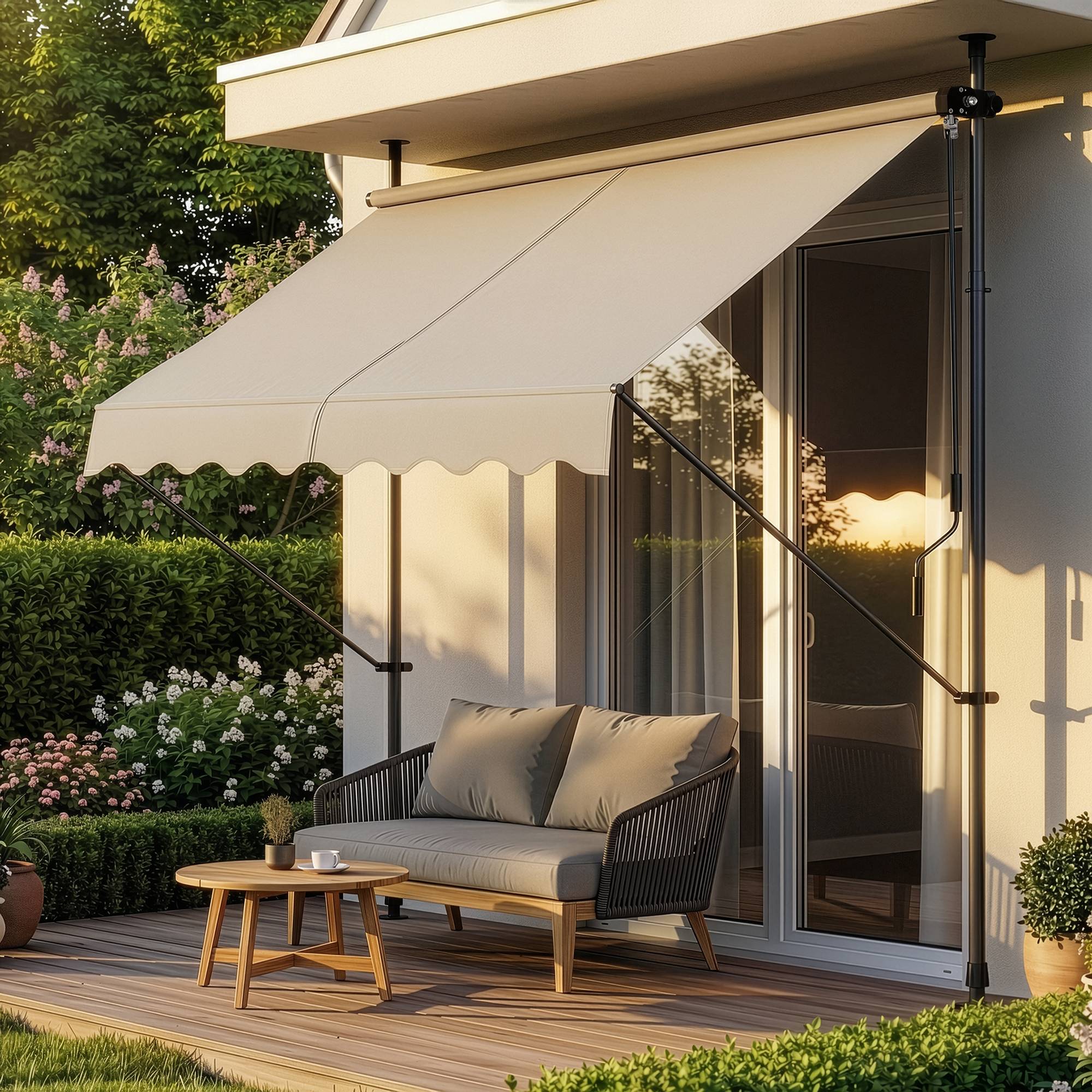 Pro.Tec - Store Banne Manuel Auvent Téléscopique 200 x 120 x 220-309 cm Sable  [pro.tec] - Image 6