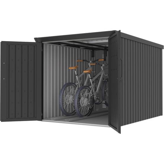Garage à vélos 3,7m² acier galvanisé anthracite serrure code 4 vélos X-METAL Kosto - Image 3