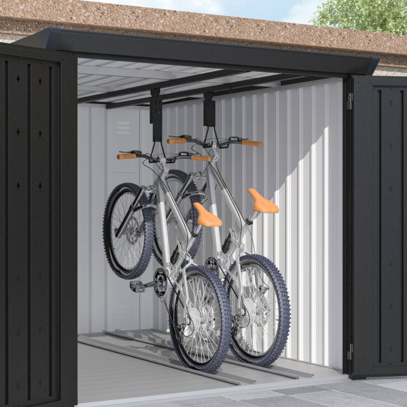 Garage à vélos 3,7m² acier galvanisé anthracite serrure code 4 vélos X-METAL Kosto - Image 7