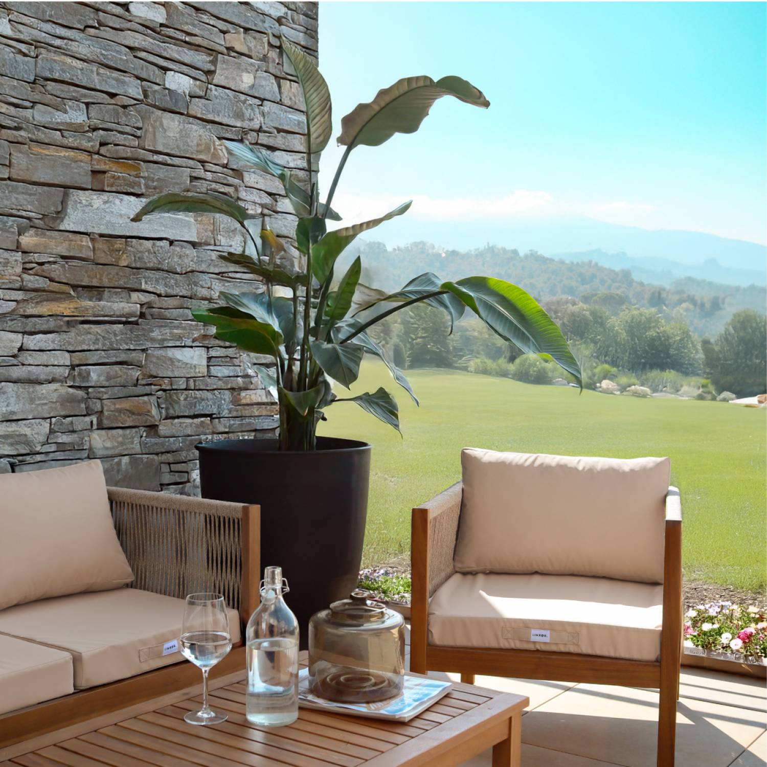 Kit de coussins pour salon de jardin déhoussables - 50 x 50 cm - Beige - Linxor - Image 4