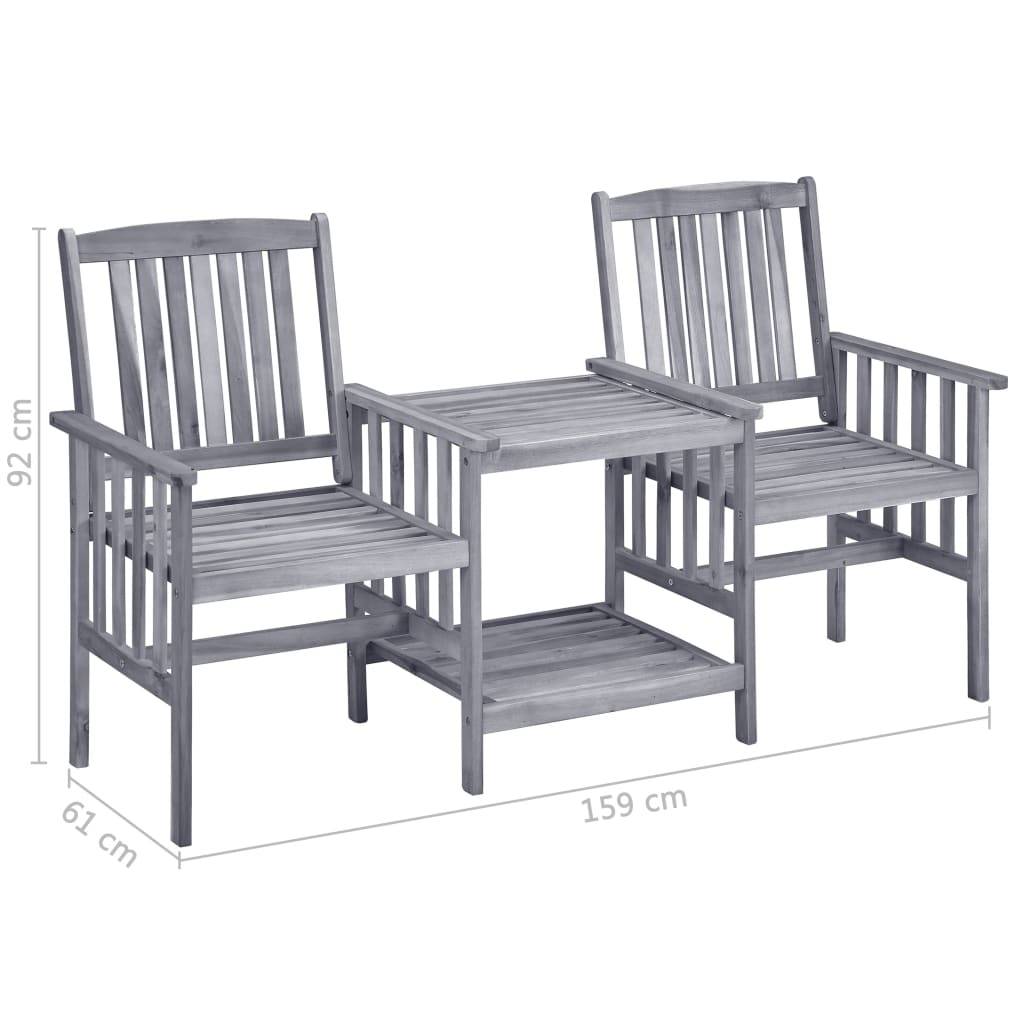 ComfortXL - Salon de Jardin 2 Personnes Acacia Gris et Coussins Épais Verts 7 cm – ComfortXL Outdoor Living - Image 4