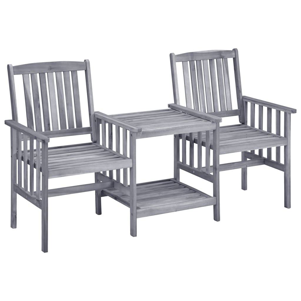 ComfortXL - Salon de Jardin 2 Personnes Acacia Gris et Coussins Épais Verts 7 cm – ComfortXL Outdoor Living - Image 2
