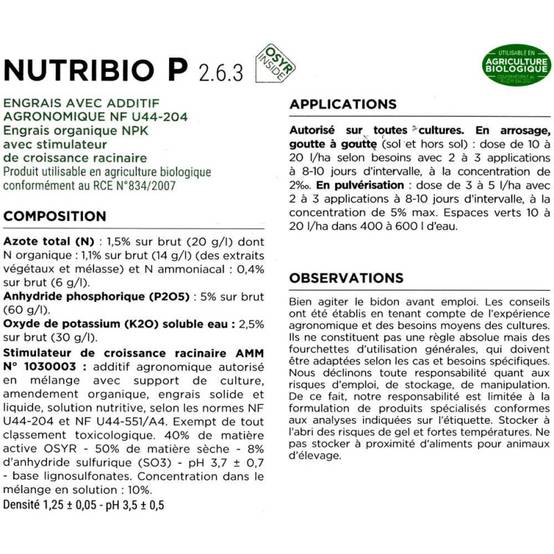 Phosphore organique, formule liquide concentrée - Agro Sens - 1 litre (500 litres de préparation) - Image 5