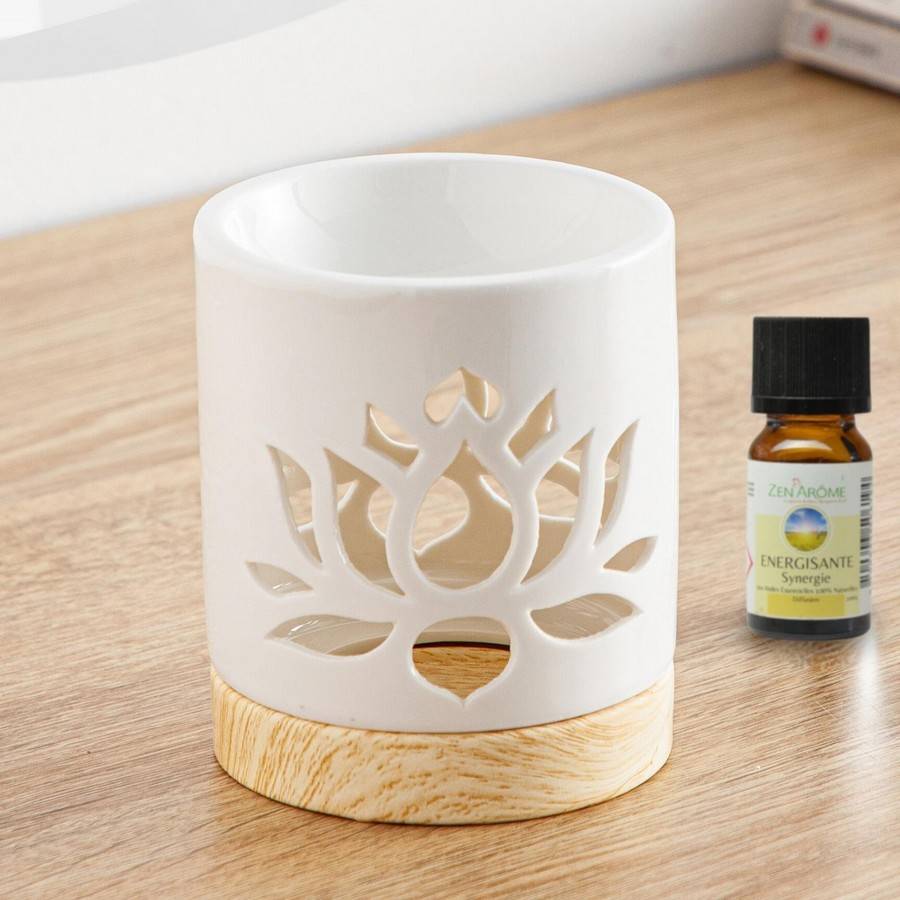 Brûle-Parfum Céramy Nénuphar 50 ml - Brûleur Fondant parfumé - Objet Artisanal - Diffuseur Huile Essentielle - H10,5 cm - Zen'Arôme - Image 8