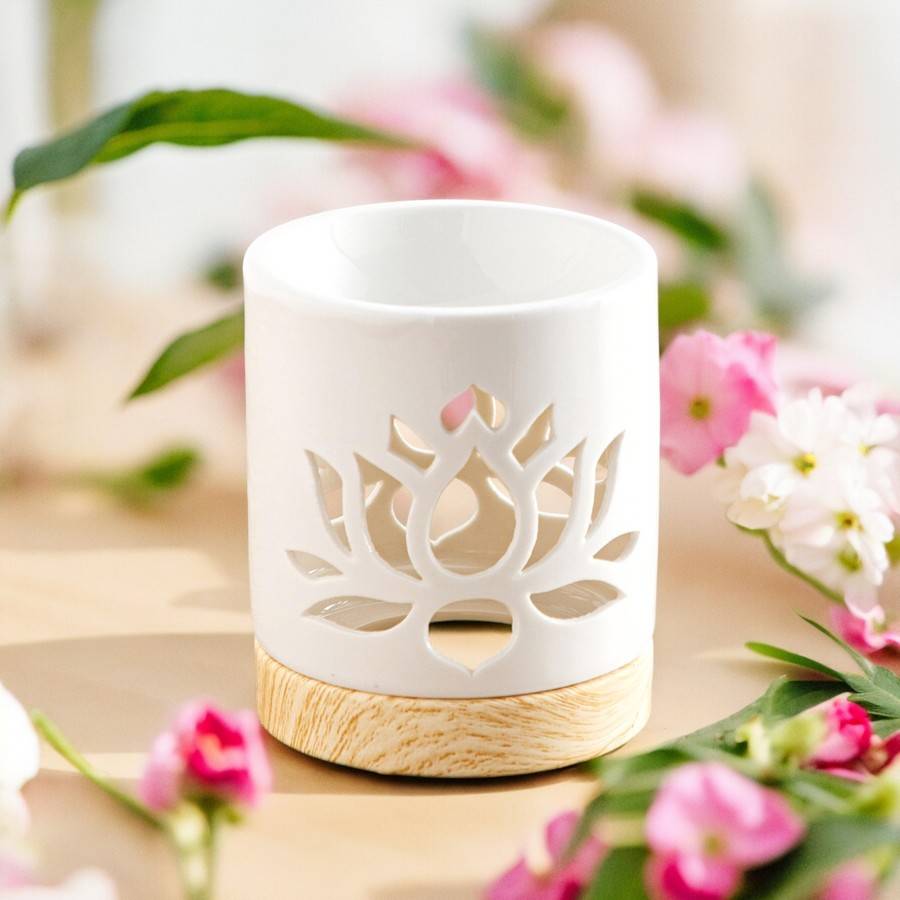 Brûle-Parfum Céramy Nénuphar 50 ml - Brûleur Fondant parfumé - Objet Artisanal - Diffuseur Huile Essentielle - H10,5 cm - Zen'Arôme - Image 1