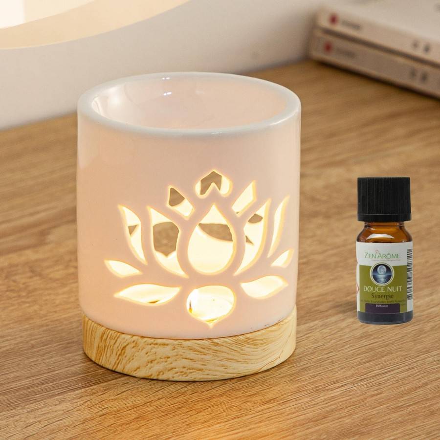 Brûle-Parfum Céramy Nénuphar 50 ml - Brûleur Fondant parfumé - Objet Artisanal - Diffuseur Huile Essentielle - H10,5 cm - Zen'Arôme - Image 7