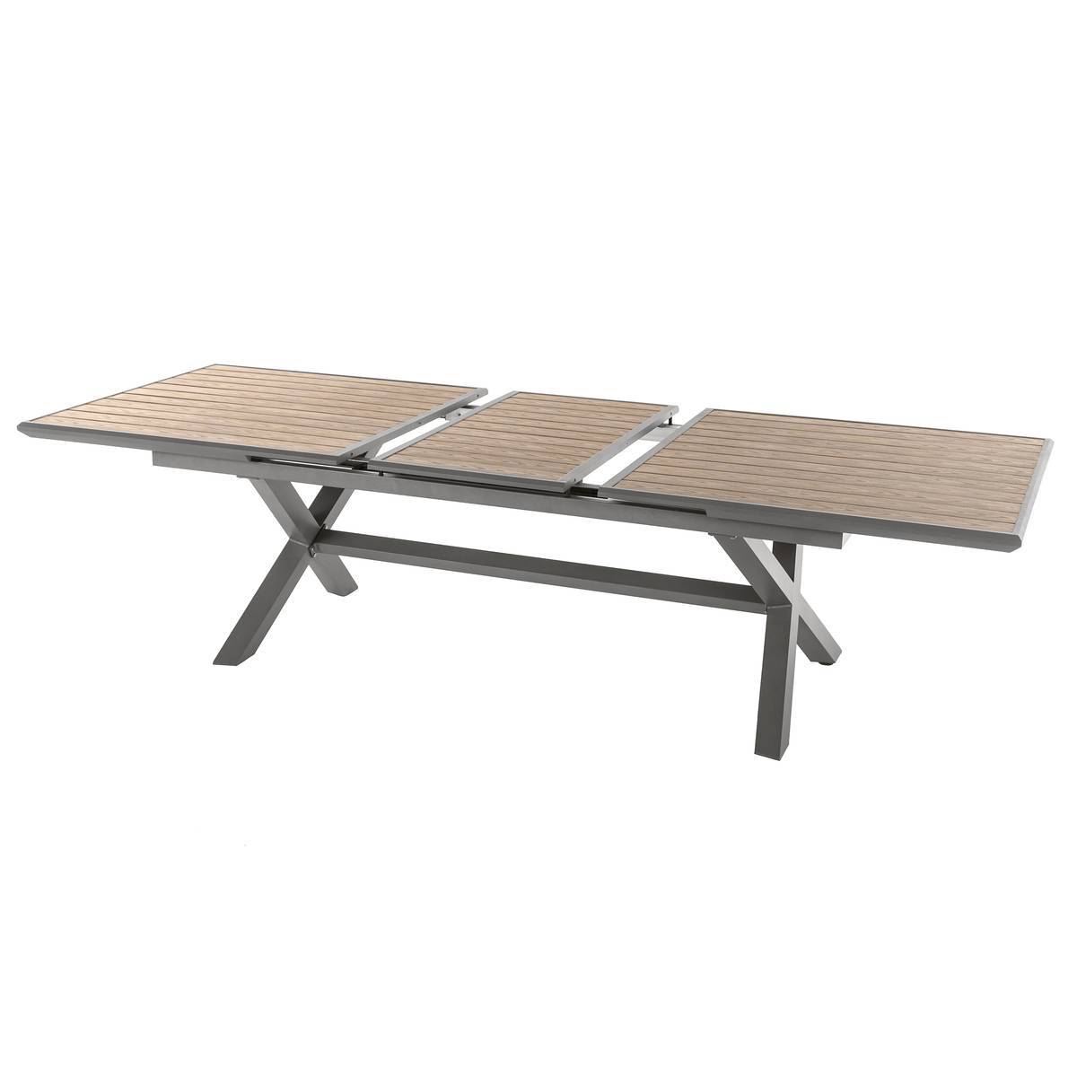 Hesperide - Table de jardin extensible "Axiome" effet bois honey & praline 10 places en aluminium traité époxy Hespéride - Image 3