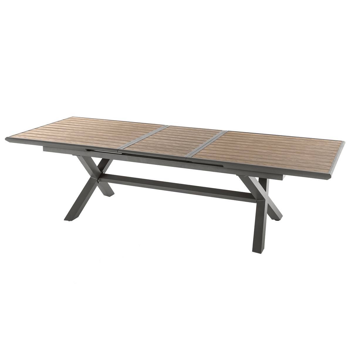 Hesperide - Table de jardin extensible "Axiome" effet bois honey & praline 10 places en aluminium traité époxy Hespéride - Image 2