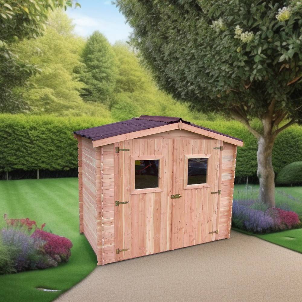 Habrita - Abri DUBLIN Douglas madriers 28 mm - 5,71 m² - sans plancher - toit double pente Habrita
