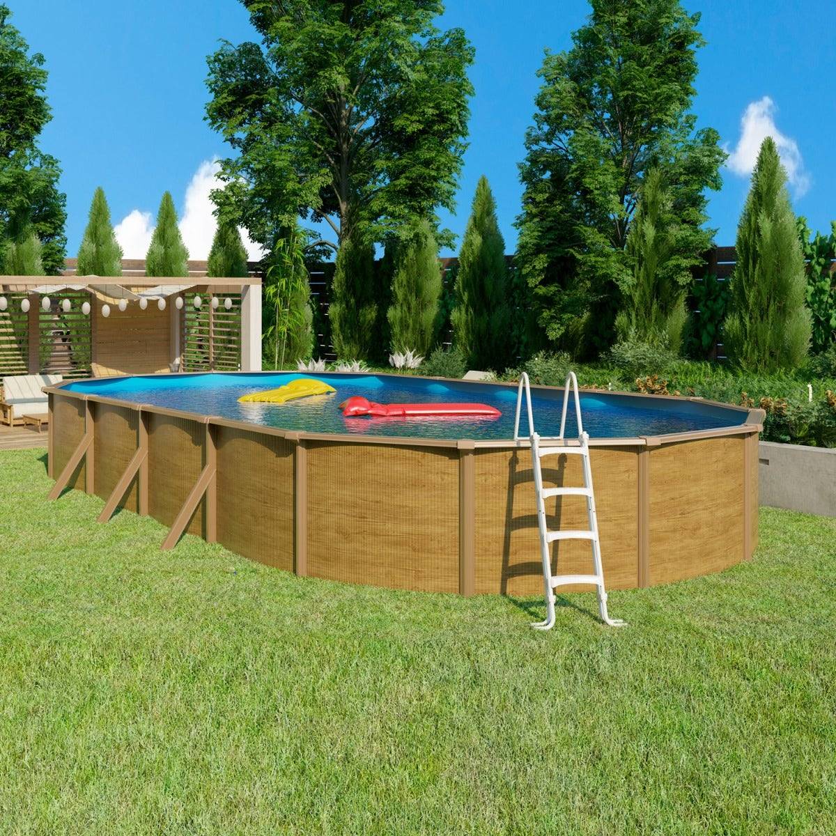 Trigano Jardin - Piscine hors sol acier ovale 10,05 x 5,50 x 1,20 m aspect bois CANYON - Image 2