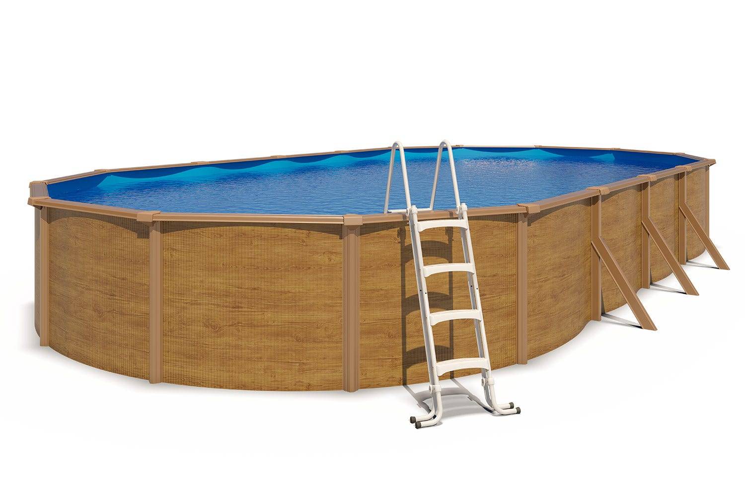 Trigano Jardin - Piscine hors sol acier ovale 10,05 x 5,50 x 1,20 m aspect bois CANYON - Image 1