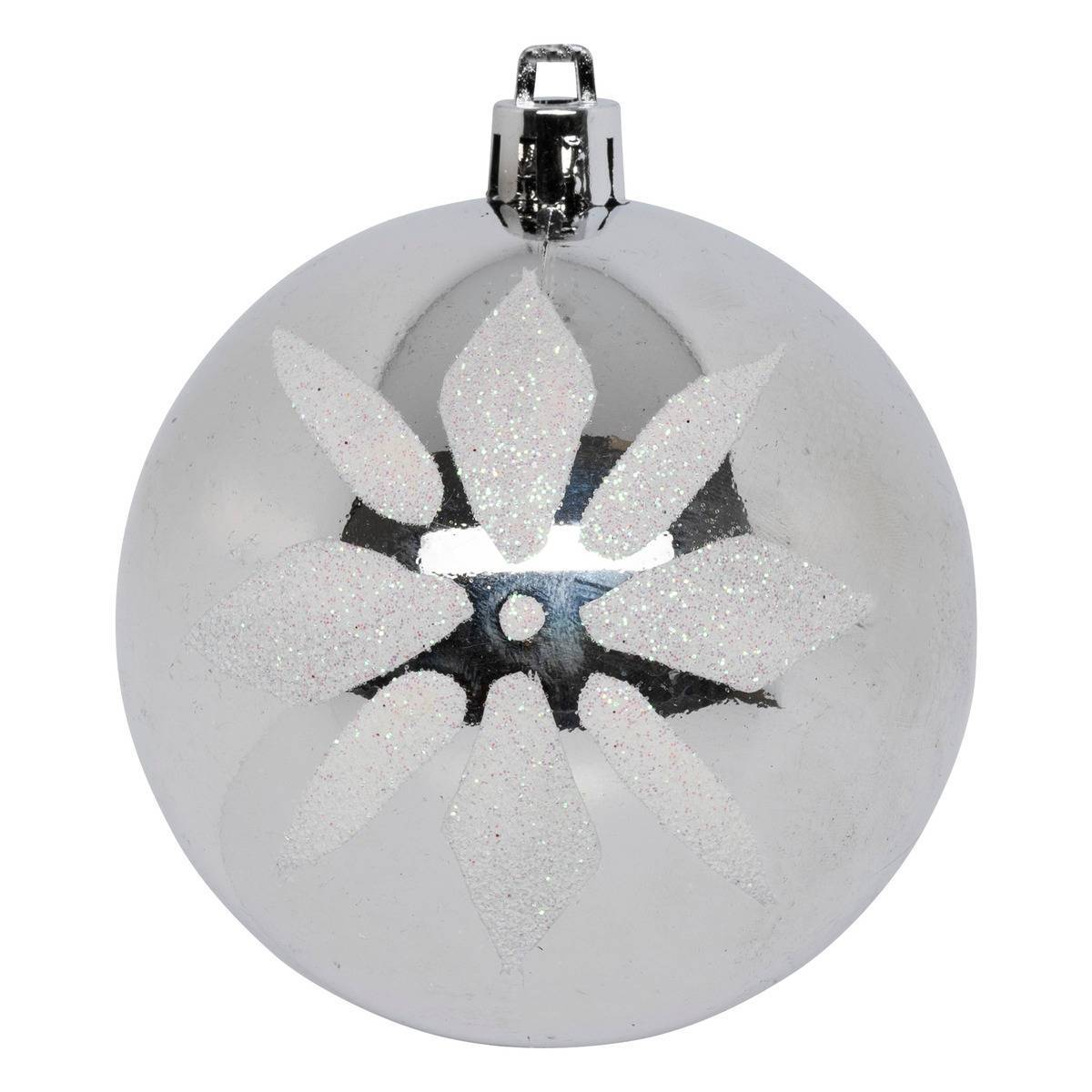 Fééric Lights & Christmas - Boules de Noël "Colorama de Noël" lot de 8 en plastique D8cm argent blanc - Atmosphera Créateur d'intérieur - Image 4