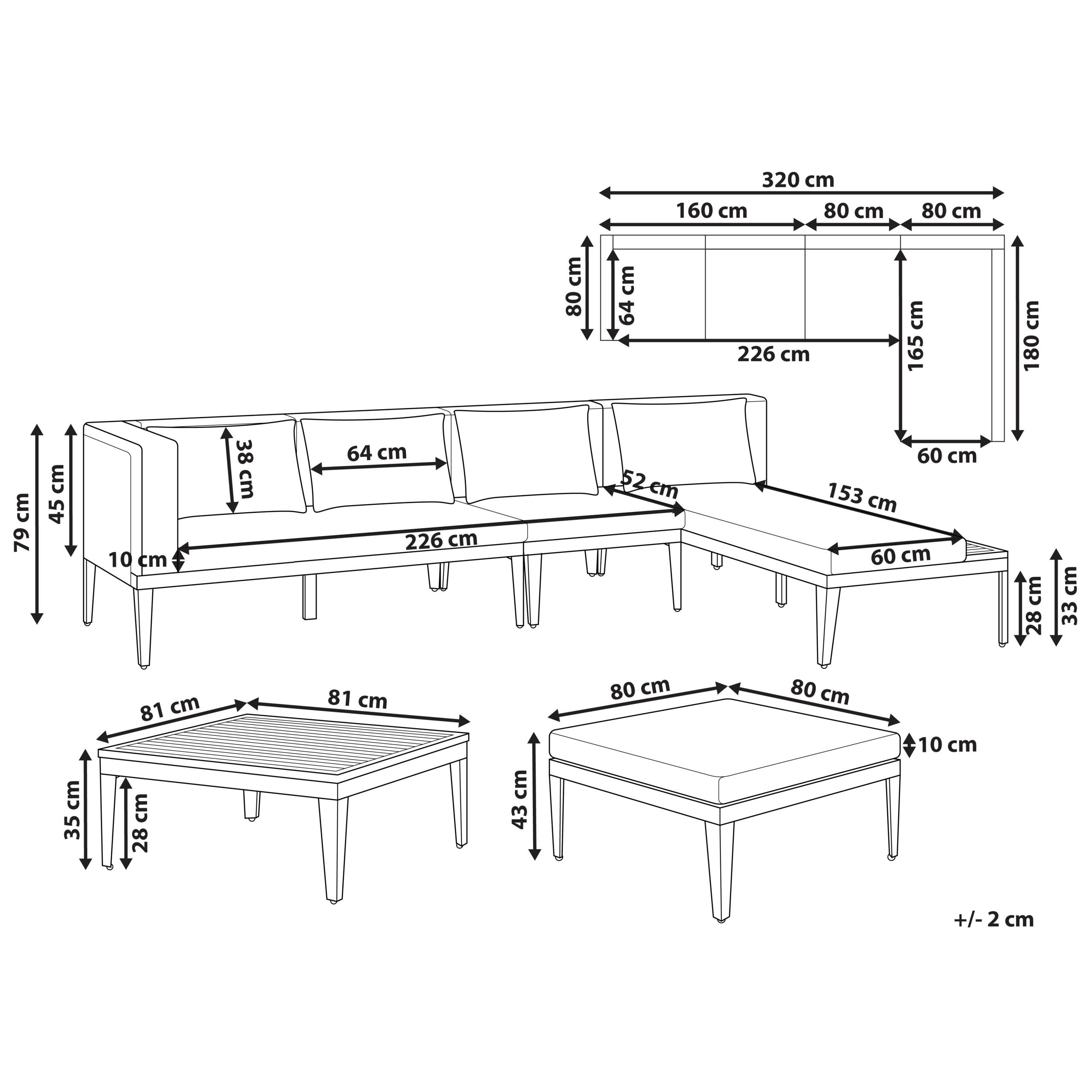 Canapé d'angle en bois avec table basse - Image 2