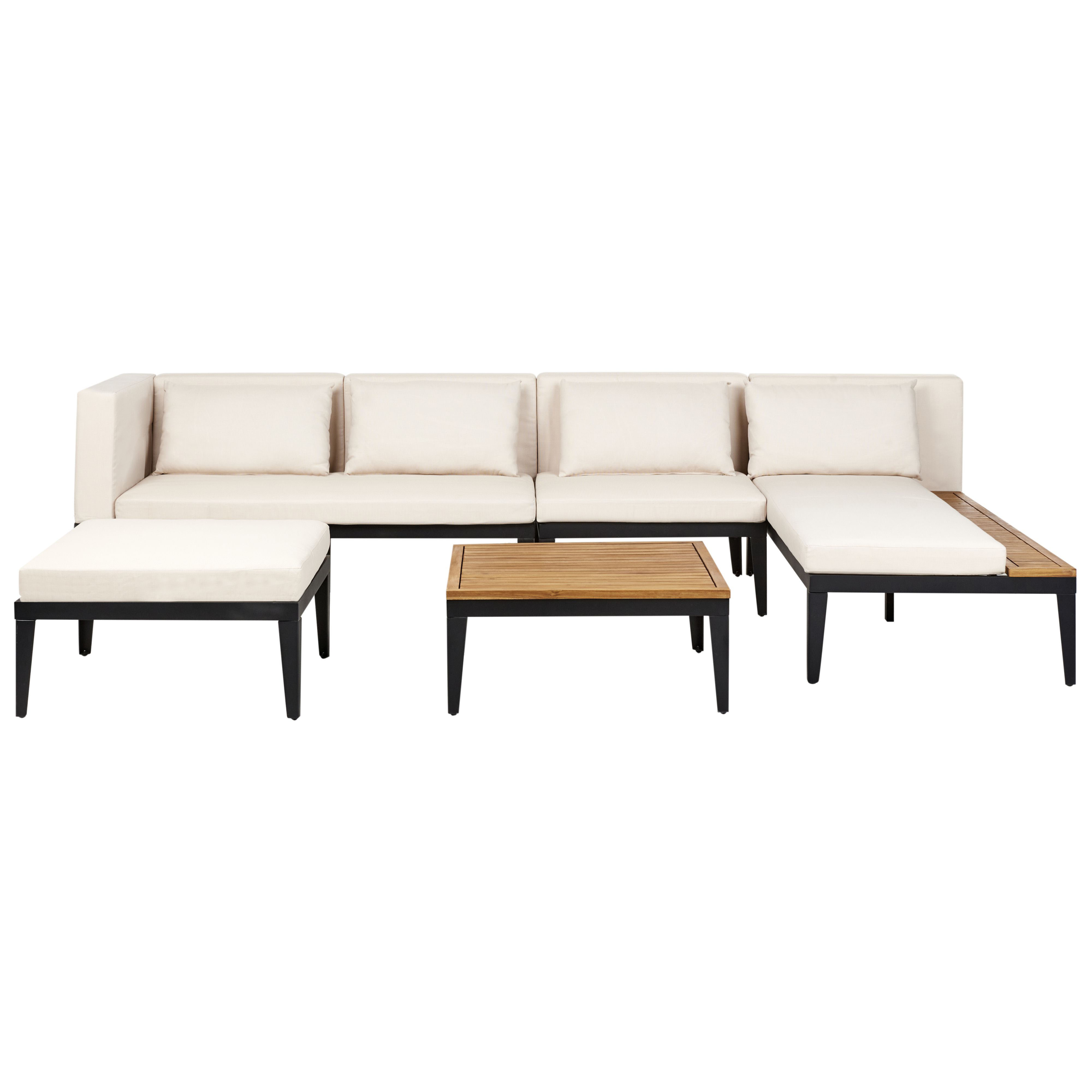 Canapé d'angle en bois avec table basse
