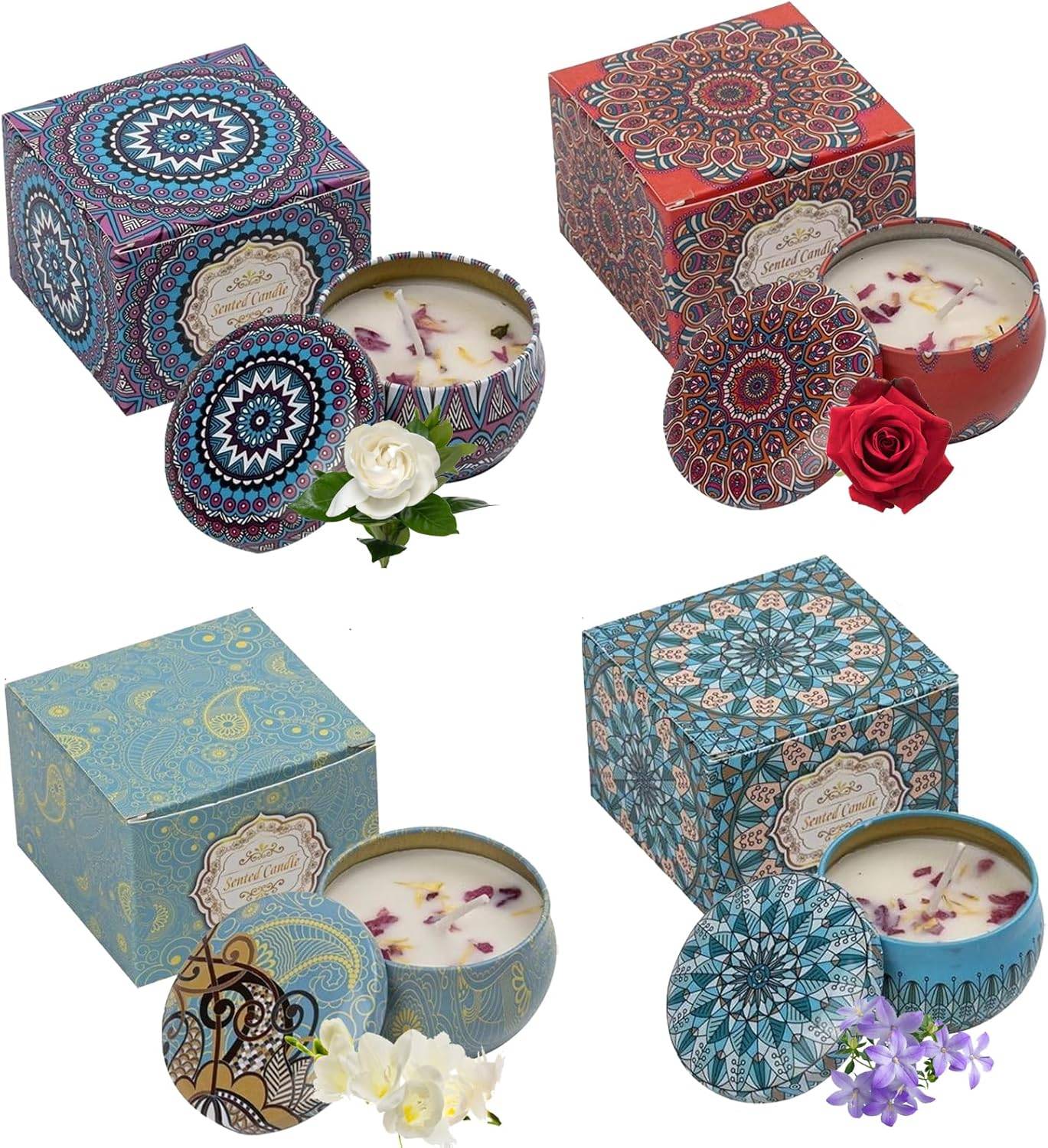 Bougies d'Aromathérapie en Cire de Soja 4 Pièces - IntiMeg