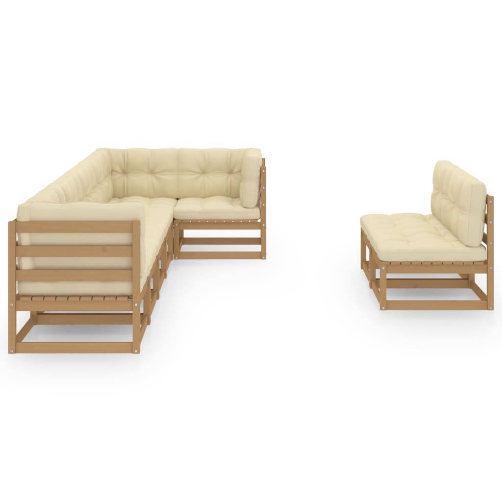 Helloshop26 - Salon de jardin meuble d'extérieur ensemble de mobilier 8 pièces avec coussins bois de pin massif - Image 1