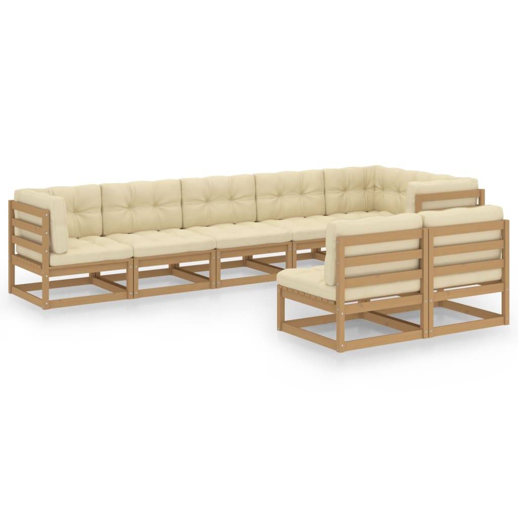 Helloshop26 - Salon de jardin meuble d'extérieur ensemble de mobilier 8 pièces avec coussins bois de pin massif - Image 2