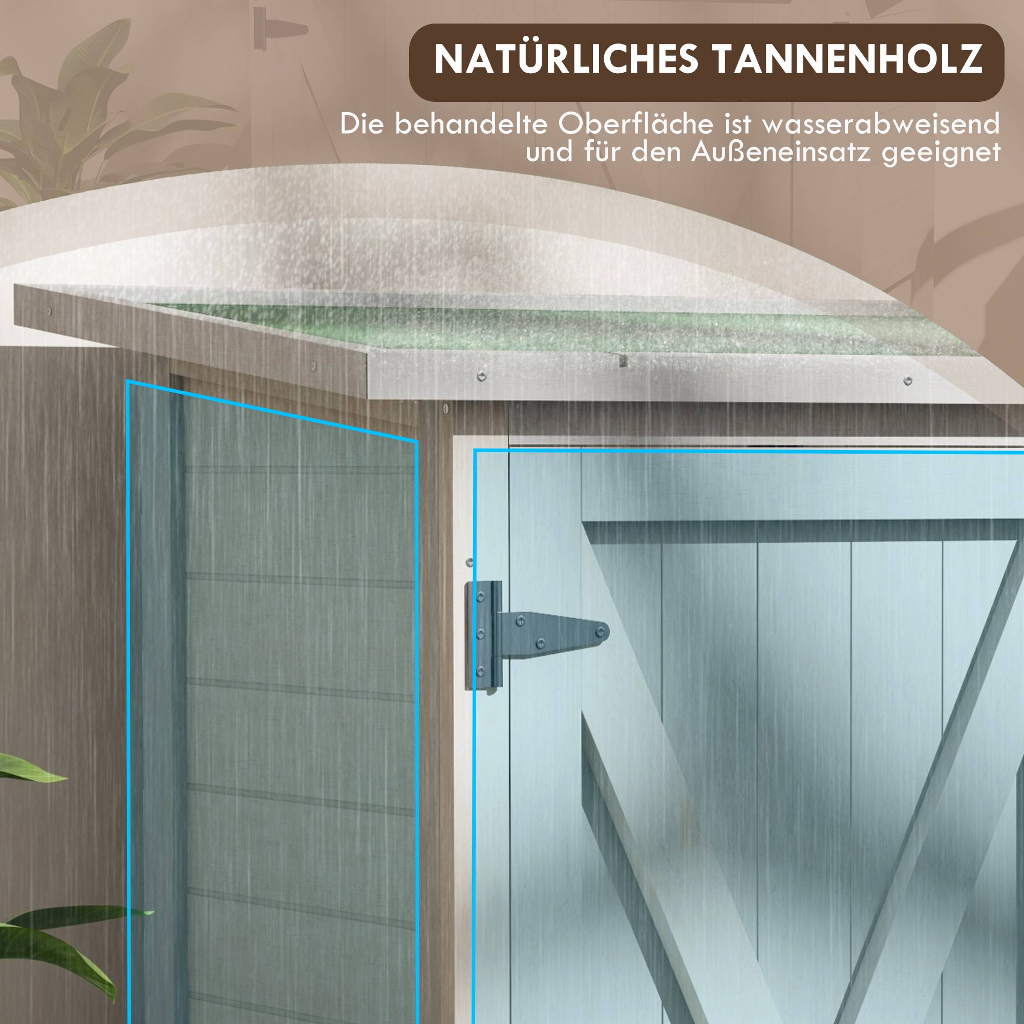 ComfortXL - Armoire de jardin en sapin 110 x 55 x 117 cm gris clair 2 portes rangement outils extérieur toit asphalté - Image 7