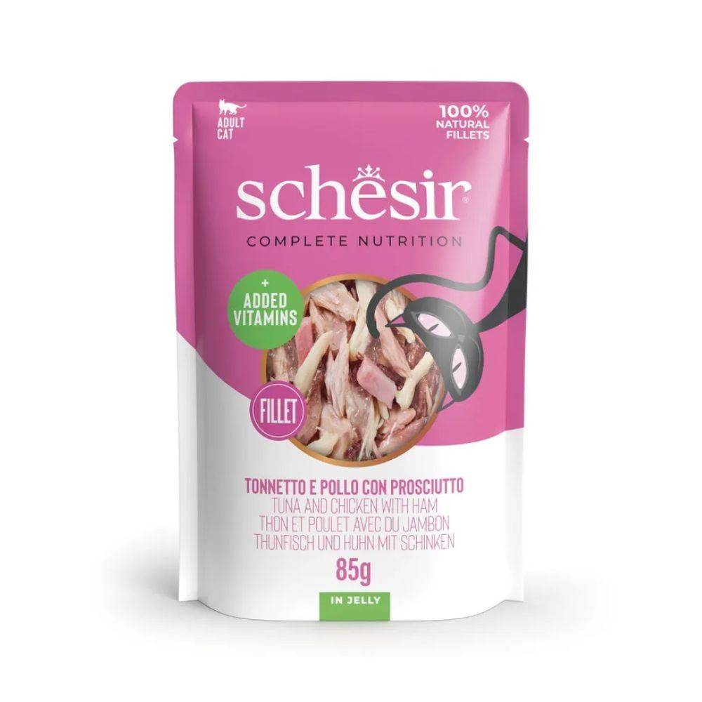 Schesir - Pâtée en gelée thon/poulet/jambon (sachet 85g) - SCHESIR 85 g - Image 1