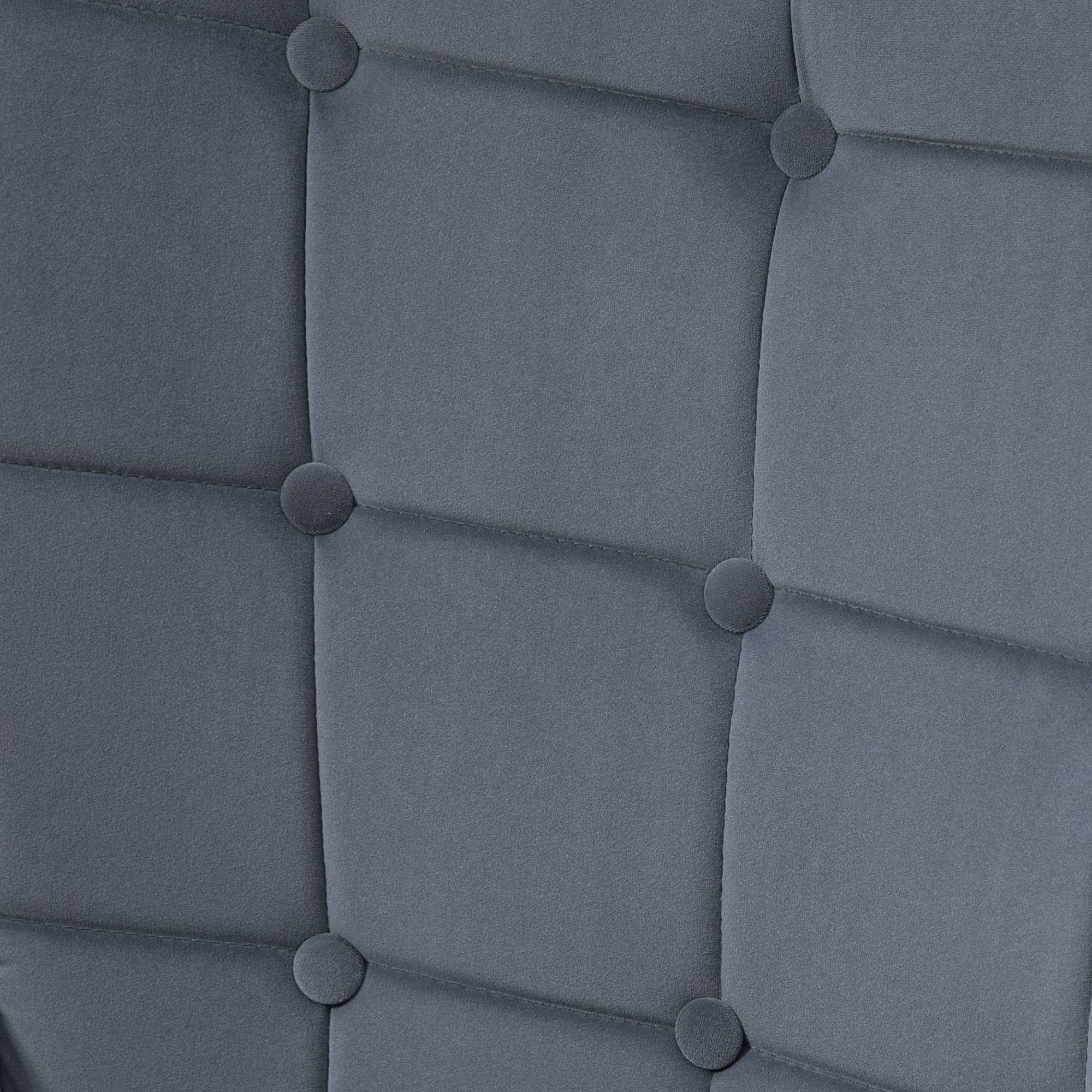 Sans Marque - Fauteuil avec repose-pied, fauteuil salon capitonné avec dossier haut, pieds en acier doré et tissu velours, gris foncé - Image 10