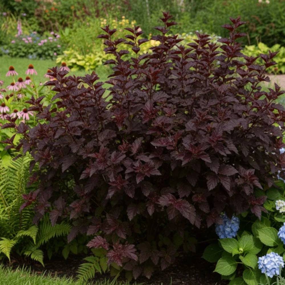 Physocarpus Black Light® 'Minbla3', Physocarpe à fleurs Blanche - feuillage Caduc - Pot de 3L - 40/60 cm-  hauteur à maturité De 1,50 m à 2,00 m