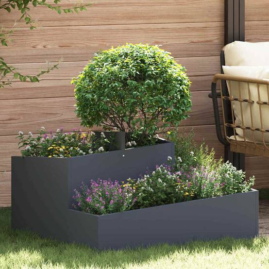 ComfortXL - Grand cache-pot carré en acier Anthracite 80x80 cm – ComfortXL Outdoor Living - Image 1