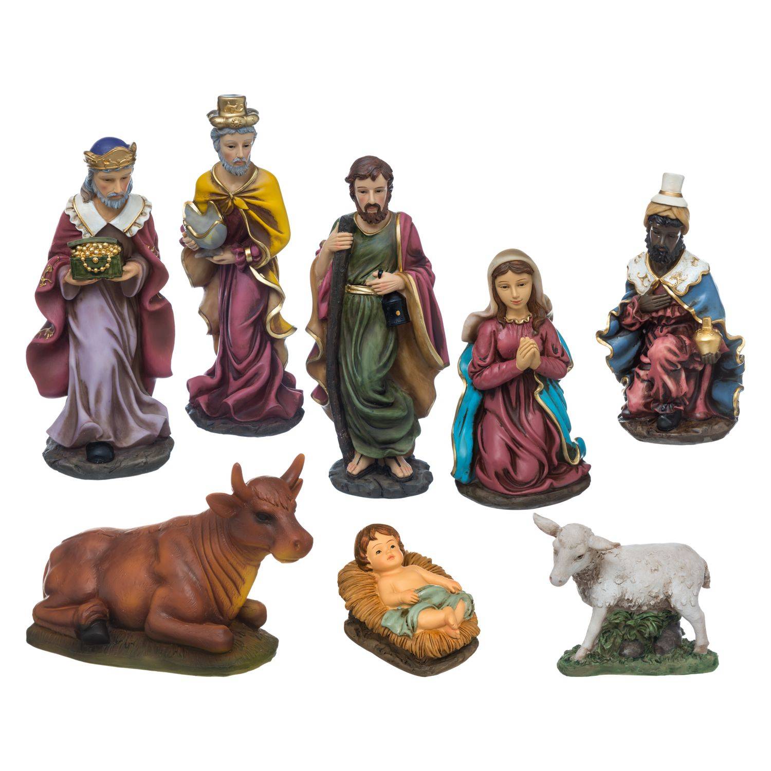 Sans Marque - 8 Santons pour crèche de Noël - H. 20 cm - Multicolore - Féérie Lights & Christmas - Image 1