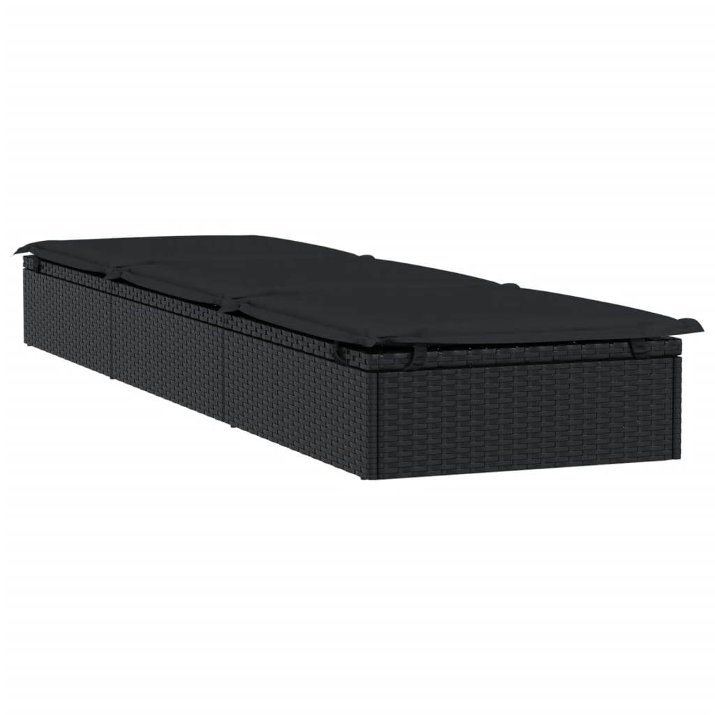 PANGIVO - Transat avec table noir résine tressée 201 x 55 x 62 cm - PANGIVO - Image 5