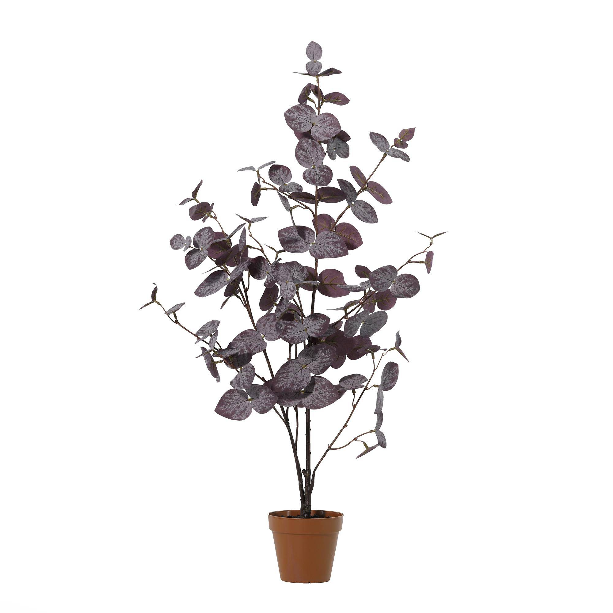 PANGIVO - Tige d'eucalyptus artificiel plastique violet 15 x 15 x 86 cm - PANGIVO