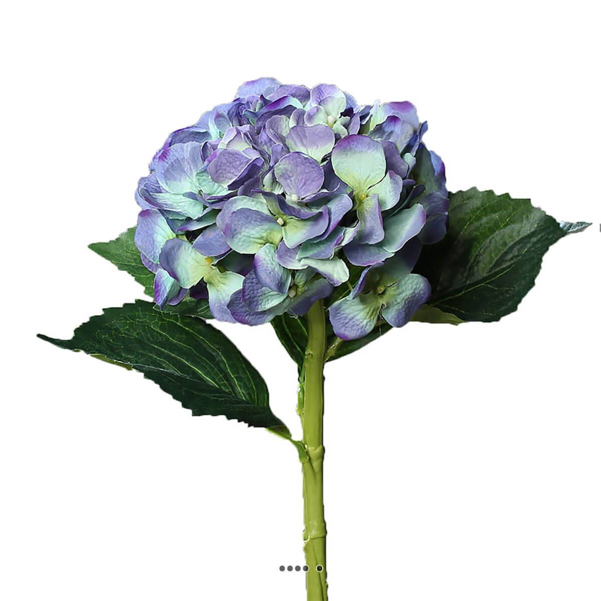 Artificielles - Hortensia artificiel en tige 1 tête 3 feuilles H 50 cm Top Paon - couleur: Paon - Image 1