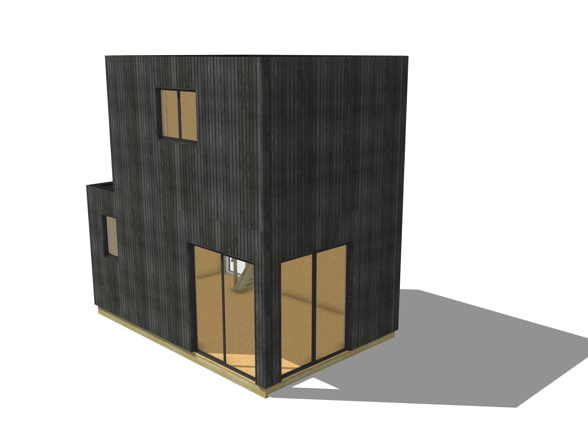 Studio de jardin bien isolé en bois 5,5 x 3,5 x 2,7 m / isolation RE2020 avec plancher isolé avec mezzanine et terrasse - Image 2