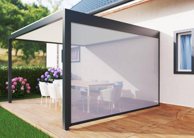 Store Latéral Zippé Gris Anthracite 3,50m pour Pergola Adossée S et SV ORIAL France - Image 2