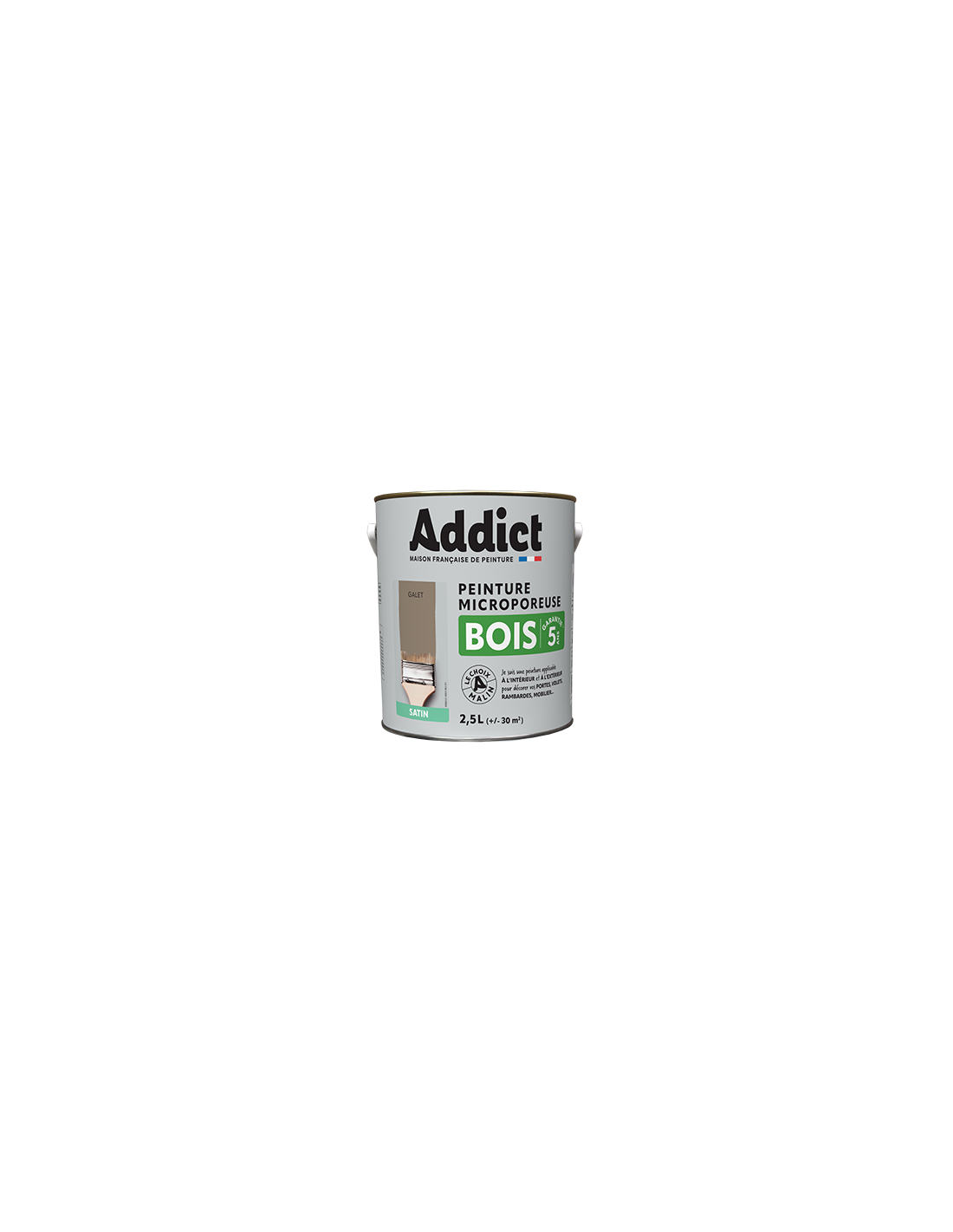 Peinture Bois Haute Protection Très Haute Résistance - Coloris Galet - 2,5l - Addict - Image 1