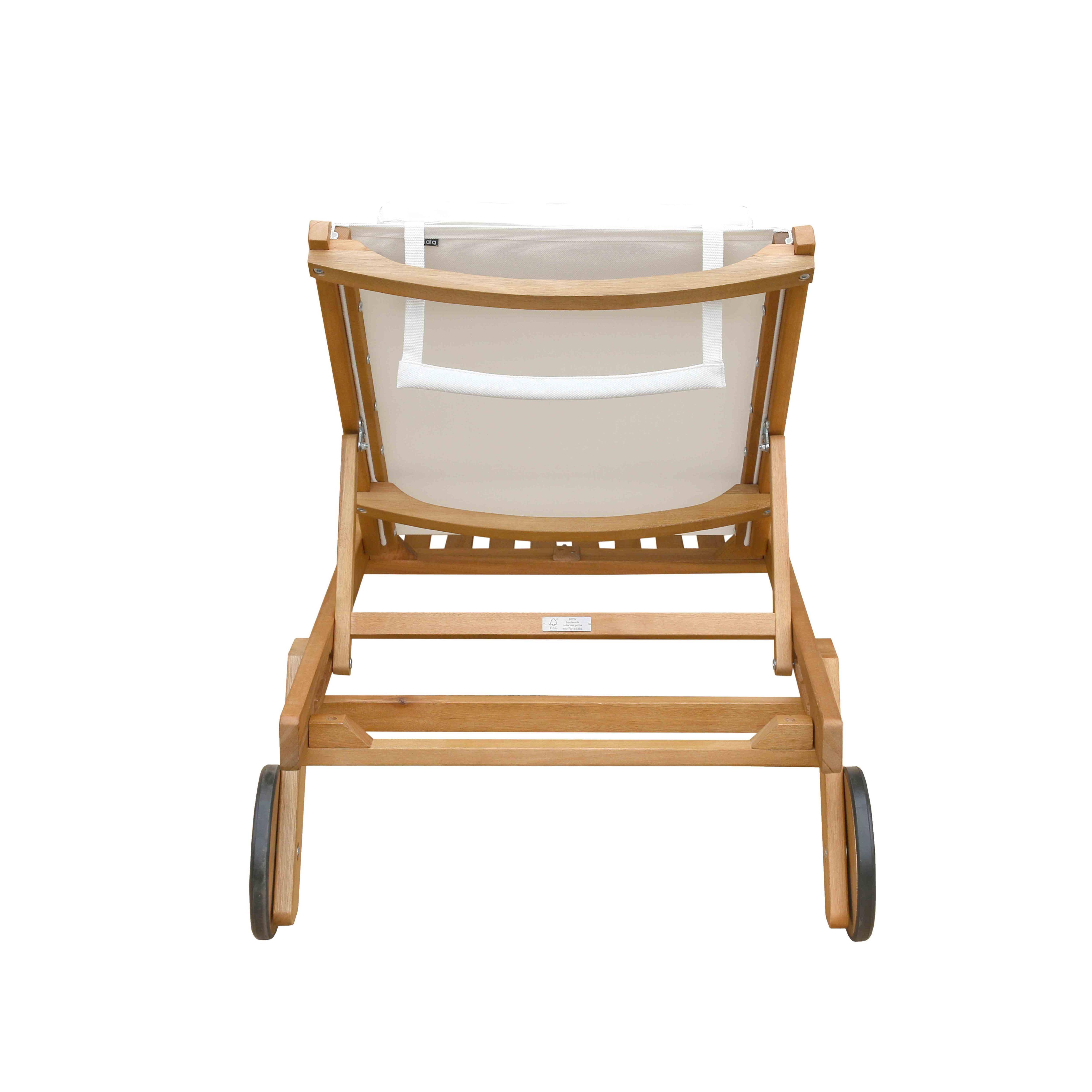 Oviala - Lot de 2 bains de soleil avec coussin et tablette en bois blanc Goa - Oviala - Image 5