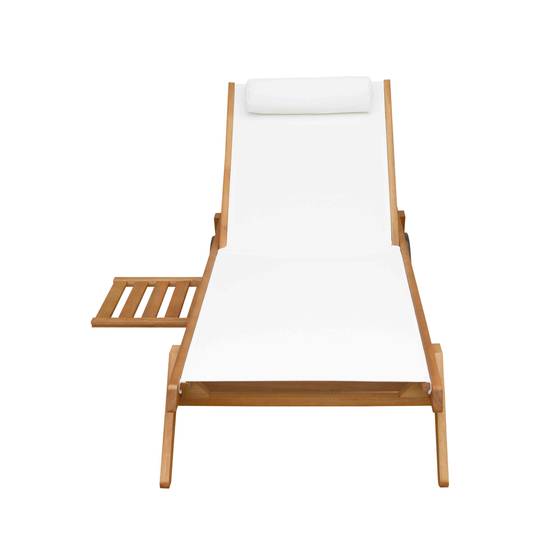 Oviala - Lot de 2 bains de soleil avec coussin et tablette en bois blanc Goa - Oviala - Image 6