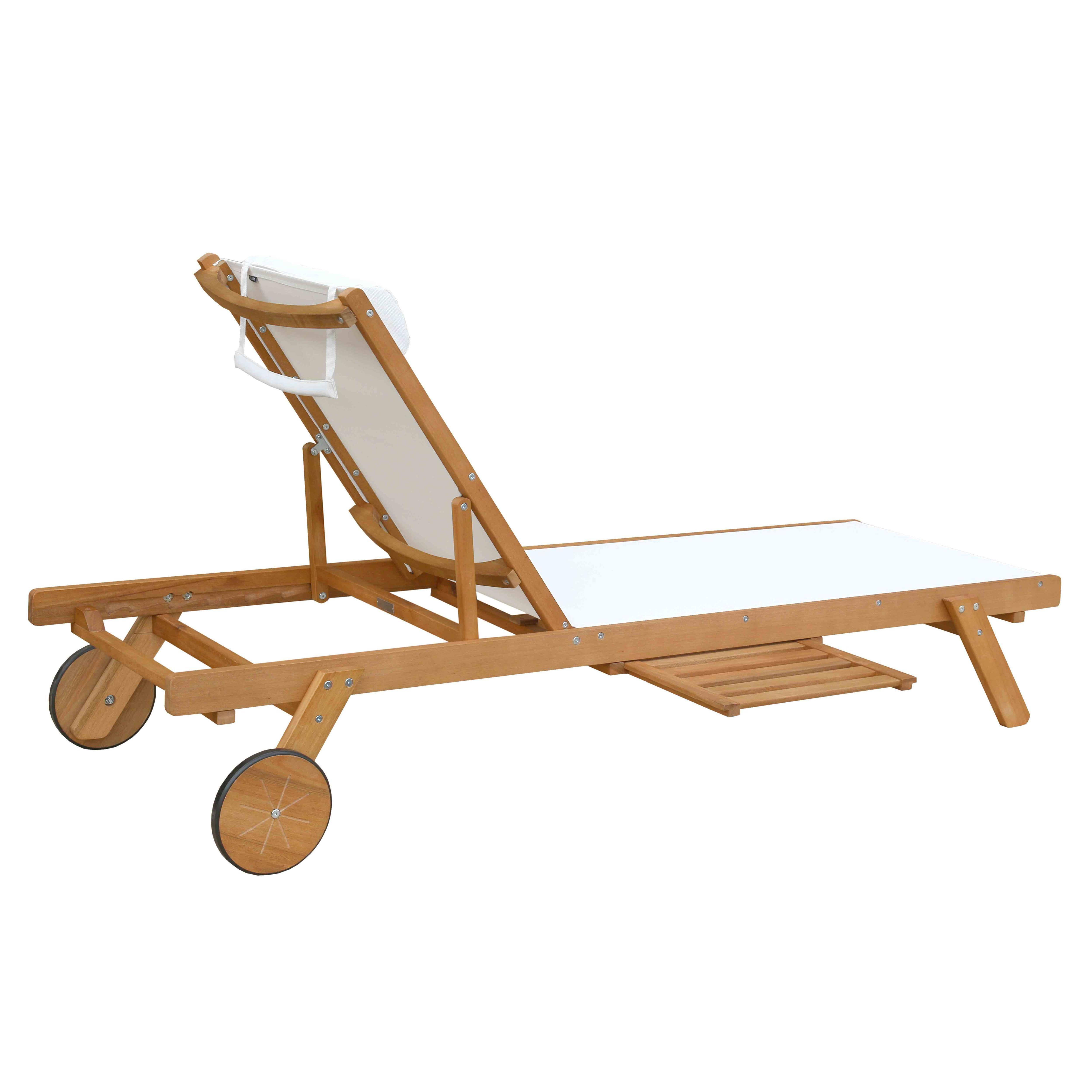 Oviala - Lot de 2 bains de soleil avec coussin et tablette en bois blanc Goa - Oviala - Image 4