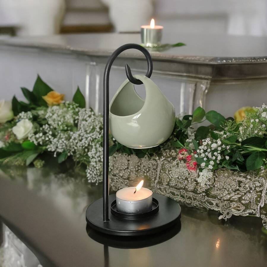 Brûle Parfum Seis - Brûleur Cire Parfumée – Diffuseur Parfum d'Ambiance – Bougeoir en Céramique et Métal - Haut: 19 cm - Zen'Arôme - Image 6