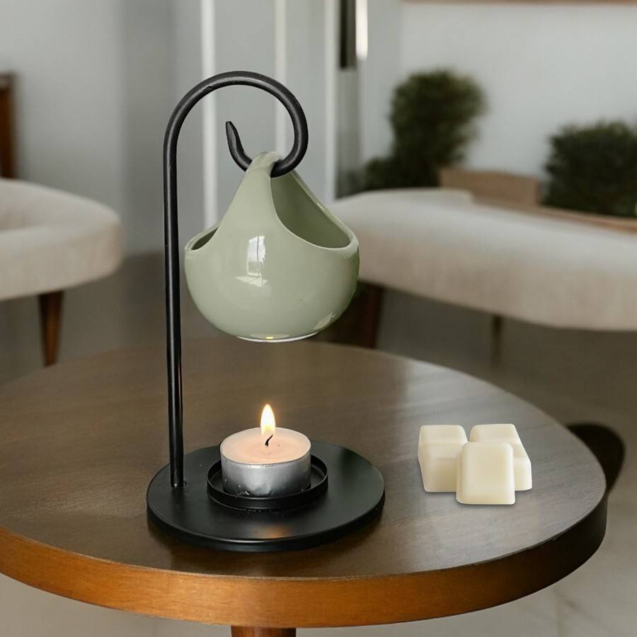 Brûle Parfum Seis - Brûleur Cire Parfumée – Diffuseur Parfum d'Ambiance – Bougeoir en Céramique et Métal - Haut: 19 cm - Zen'Arôme - Image 7