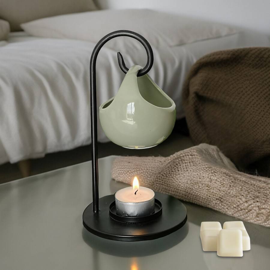 Brûle Parfum Seis - Brûleur Cire Parfumée – Diffuseur Parfum d'Ambiance – Bougeoir en Céramique et Métal - Haut: 19 cm - Zen'Arôme - Image 2