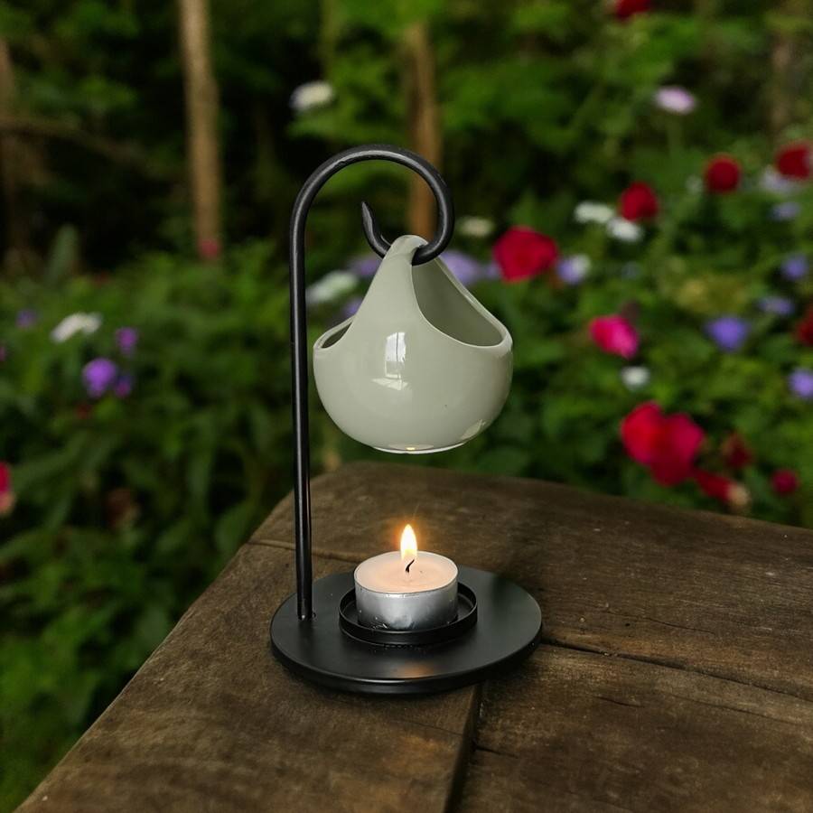 Brûle Parfum Seis - Brûleur Cire Parfumée – Diffuseur Parfum d'Ambiance – Bougeoir en Céramique et Métal - Haut: 19 cm - Zen'Arôme - Image 4