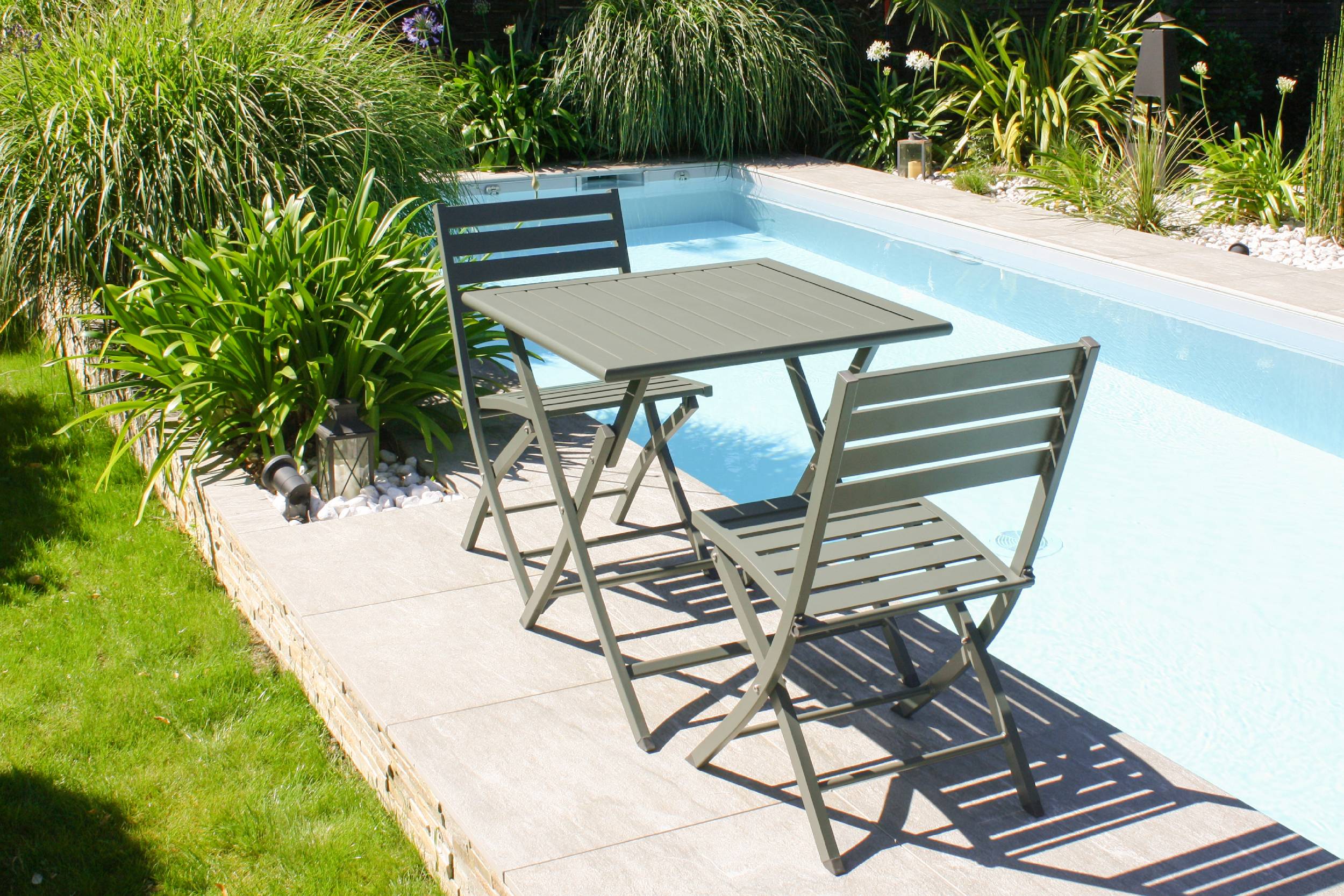 City Garden - Lot de 2 chaises de jardin en aluminium - Kaki - MARIUS - Image 1