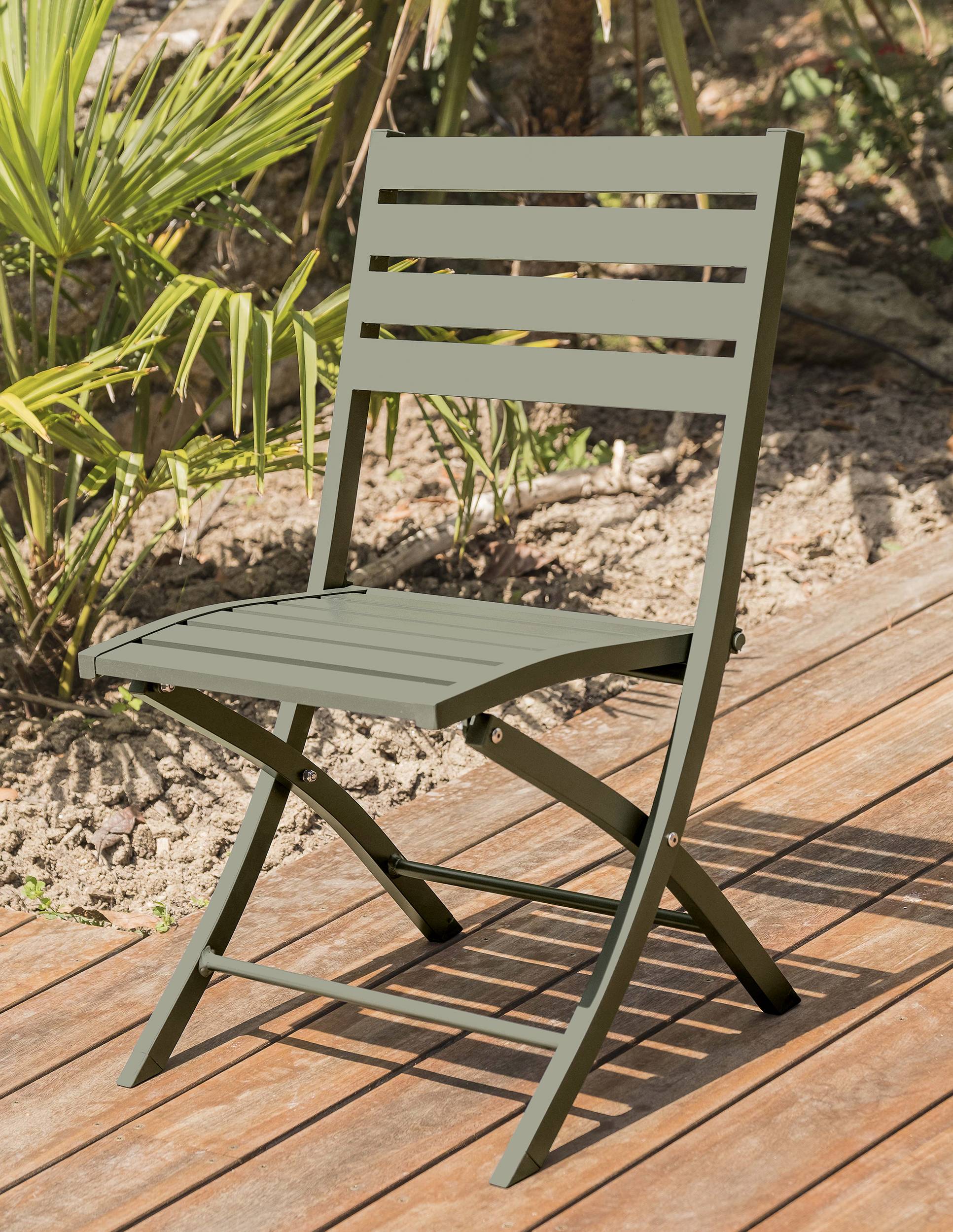 City Garden - Lot de 2 chaises de jardin en aluminium - Kaki - MARIUS - Image 3