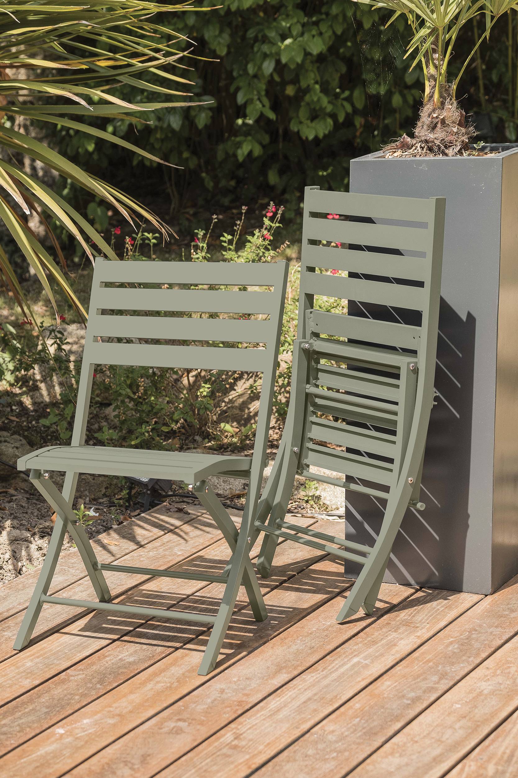 City Garden - Lot de 2 chaises de jardin en aluminium - Kaki - MARIUS - Image 4