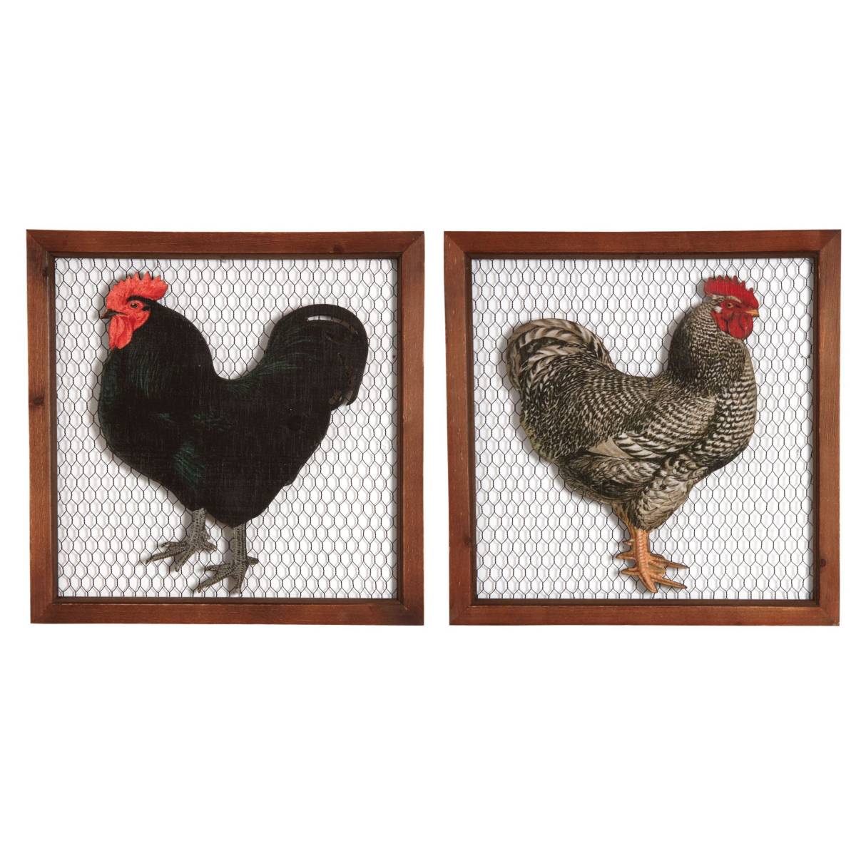 Aubry Gaspard - Cadre poule en bois et grillage (Lot de 2) - Image 1